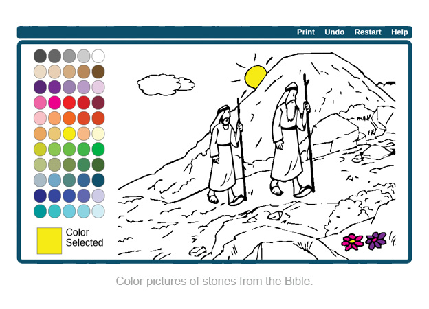 Color pictures of stories from the Bible.