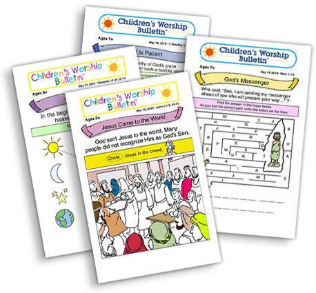 Children's Worship Bulletins provide a variety of bible scripture activities