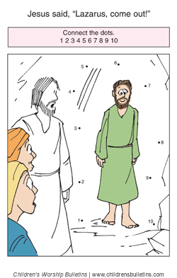 Sunday school activity about Lazarus for ages 3-6