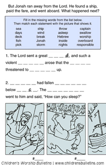 Sunday school activity about Jonah for ages 7-12