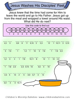 Children's church bulletin about Maundy Thursday for ages 7-12