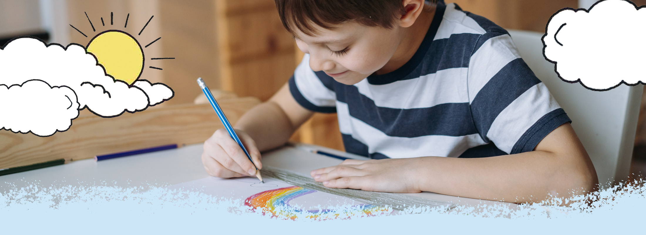 Children's Worship Bulletins image of a little boy coloring an activity sheet