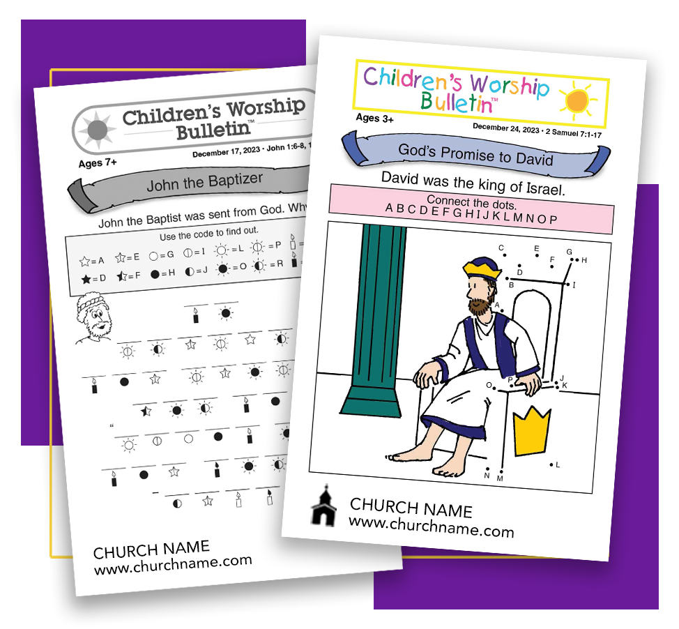 Children's Worship Bulletins can be edited for your specific need