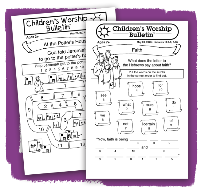 Coloring pages come in two age group versions