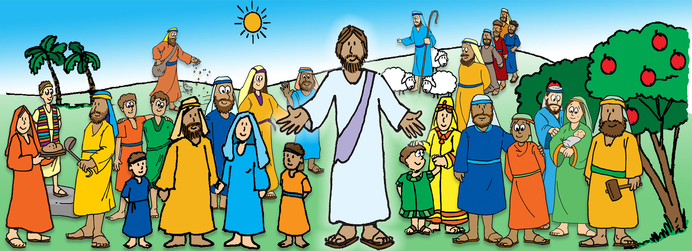 Large image that shows various Bible characters