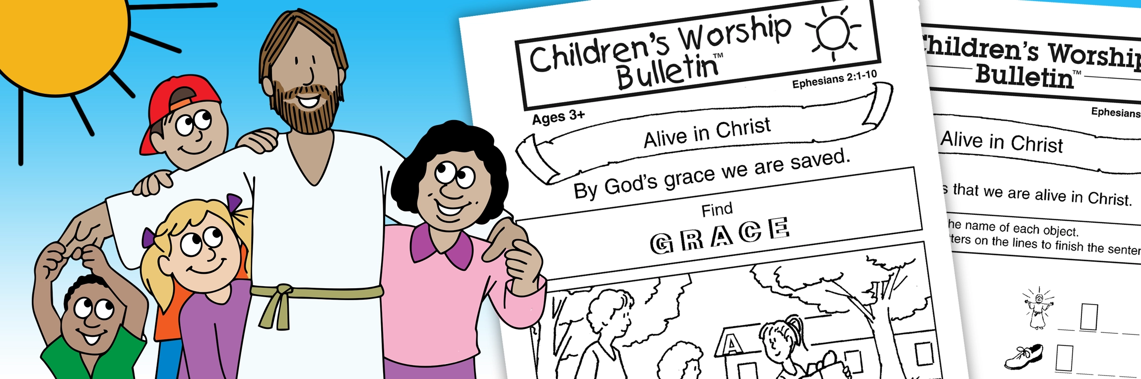 Lessons on grace for children showing bulletin examples