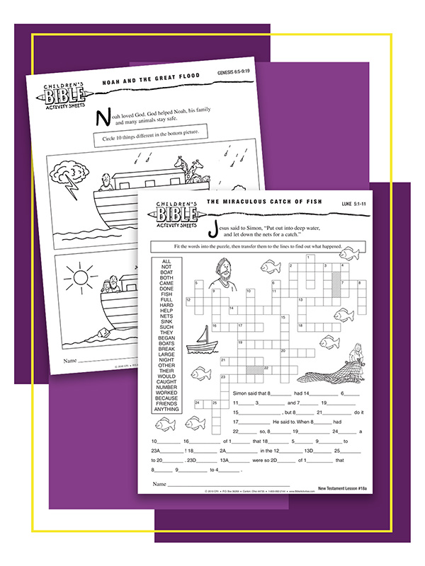 Samples of additional activity sheets for children