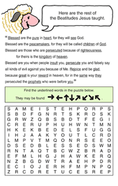 word find childrens Sunday School activities