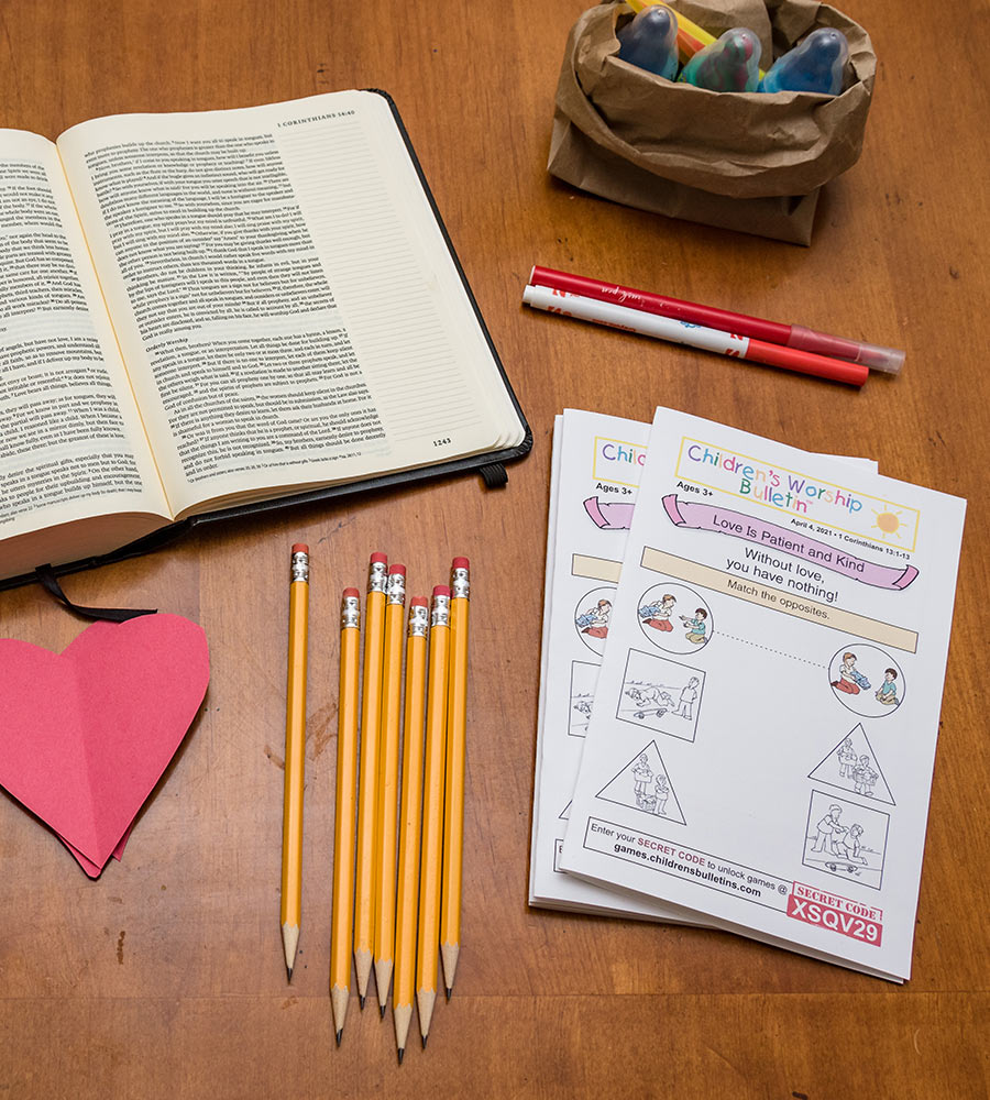 Sunday School Activities about love photo image of supplies needed for older children activity