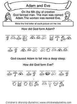 Sunday school activities about Adam and Eve