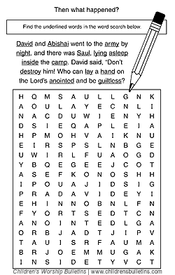 Sunday school activities about David and Saul