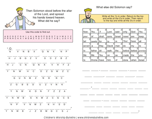 Sunday school activity about Solomon for ages 7-12