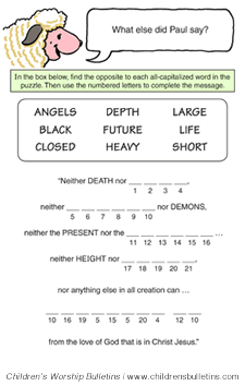 Children's church bulletin about Advent for ages 7-12