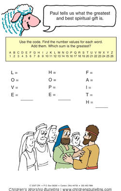 Sunday school games about love for ages 7-12