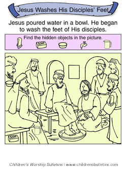 Children's church bulletin about Maundy Thursday for ages 3-6