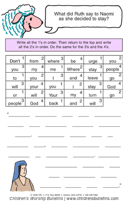 Sunday school activities about Ruth for ages 7-12 Sunday school activities about Ruth for ages 7-12