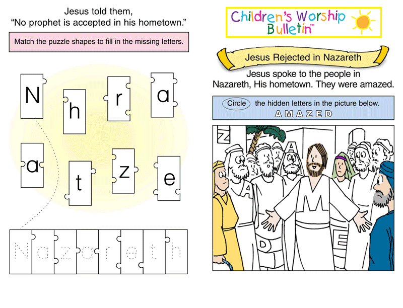 Youth Bible Activity Sheets In Color Children s Worship Bulletins