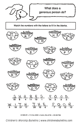 Sunday school activities about generosity Sunday school activities about generosity